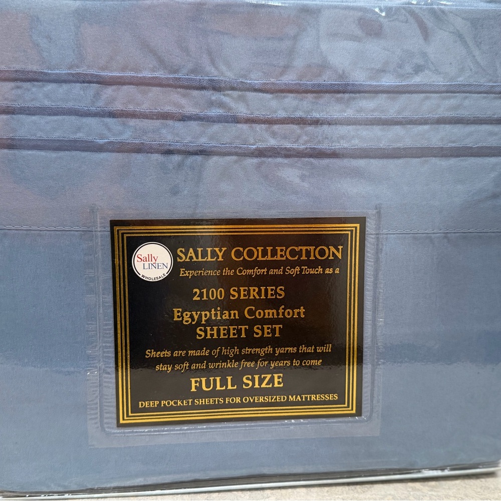 Full size bed sheet set, 4PCS, deep pocket, Blue/Gray color